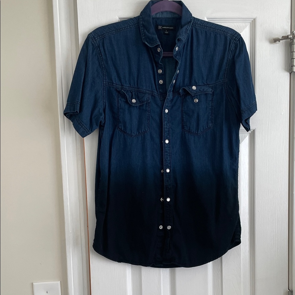 INC International Concepts Men's Indigo Short-Sleeve Button-Down Shirt